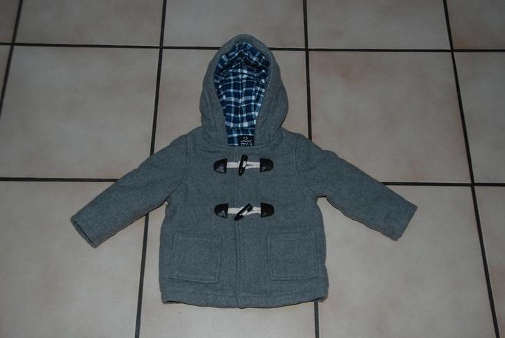 Babyjas Duffelcoat grijs T80cm of 9/12 maanden Zeer Goed!, Kinderen en Baby's, Babykleding | Maat 80, Zo goed als nieuw, Jongetje