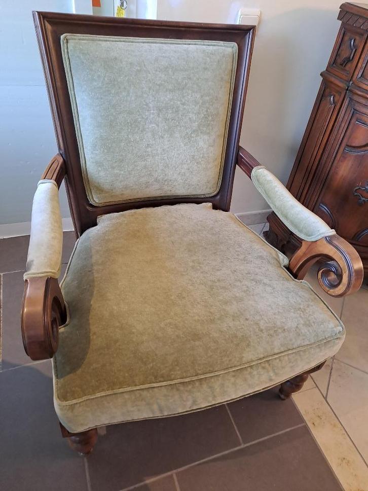 Zetel Stof Groen Fauteuil, Antiek en Kunst, Antiek | Meubels | Stoelen en Sofa's, Ophalen