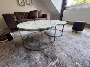 Ensemble de 2 tables basses marbre – 200€  beschikbaar voor biedingen