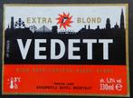 Bieretiket Vedett extra blond Brouw. Duvel Moortgat (11t3), Verzamelen, Biermerken, Verzenden, Gebruikt, Duvel
