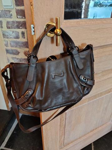 Handtas Nathan leder, goede staat., Enlèvement ou Envoi, Utilisé, Brun, Sac à main