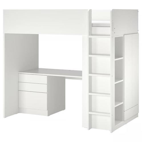 IKEA Småstad hoogslaper (inclusief matras) met bureau, Kinderen en Baby's, Kinderkamer | Stapelbedden en Hoogslapers, Gebruikt
