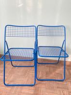 Design Vintage klapstoelen Niels Gammelgaard, Blauw, Twee, Gebruikt, Metaal