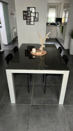Magnifique table moderne + 4 chaises noir …, Maison & Meubles, Tables | Tables à manger, Comme neuf, 100 à 150 cm, Rectangulaire