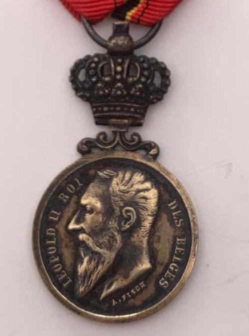 Medaille, Leopold-II, Socie Royal Centrale Sauveteurs Belges, Verzamelen, Militaria | Algemeen, Overige soorten, Lintje, Medaille of Wings