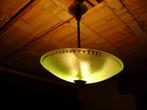 vintage hanglamp metaal en groen glas, Ophalen of Verzenden, Glas