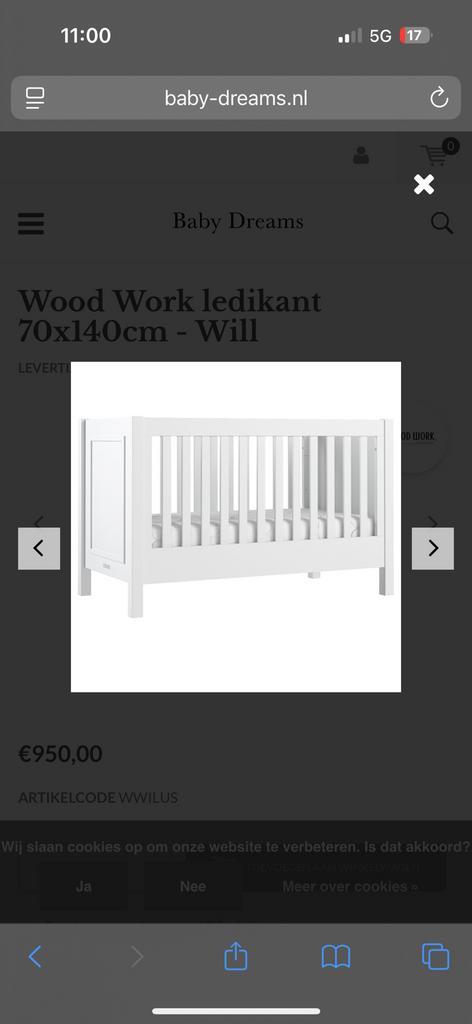 Babybed WoodWork Will, Kinderen en Baby's, Babywiegjes en Ledikanten, Zo goed als nieuw, Ophalen