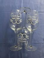 3 wijnglazen “Need wine right meow”, Ophalen of Verzenden, Nieuw