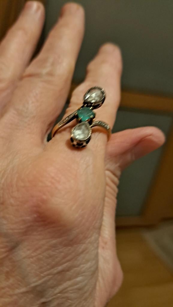 Bague 18k  ancienne pierre diamond