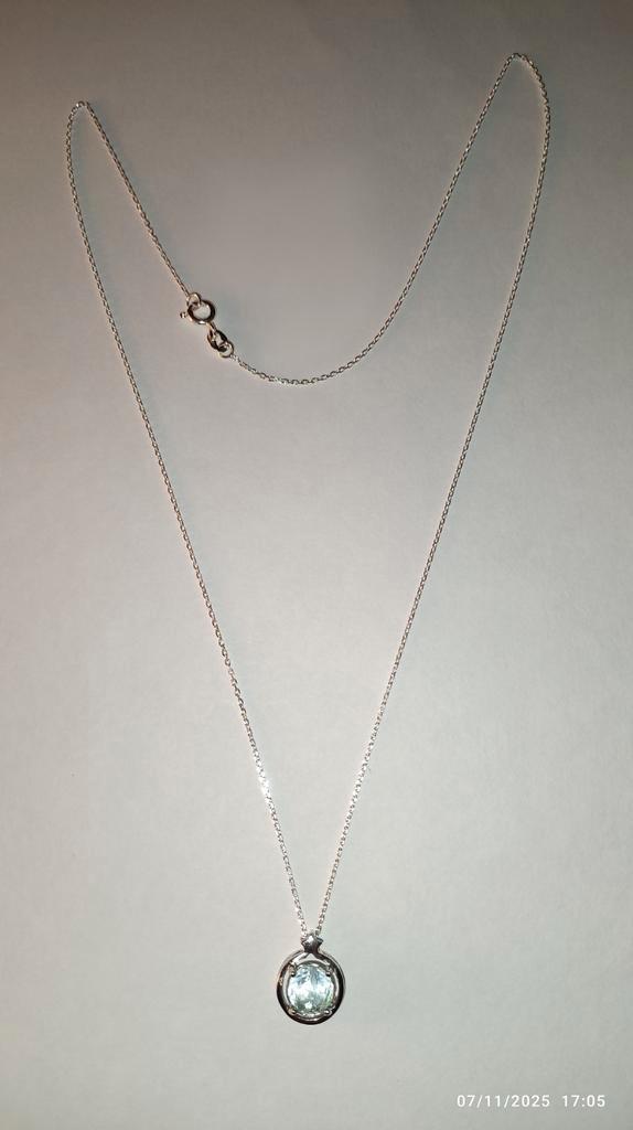 Pendentif en argent massif avec aigue marine de Brésil, Bijoux, Sacs & Beauté, Pendentifs, Neuf, Argent, Argent, Enlèvement ou Envoi