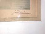 Léon Danchin — Ingelijste kleurenlithografie Ducks in flight, Antiek en Kunst, Ophalen of Verzenden