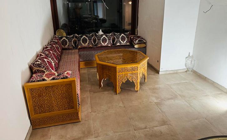 Marokkaanse salon massief cederhout (ARZ), Huis en Inrichting, Zetels | Zetels, Nieuw, Hoekbank, Hout, Ophalen