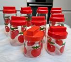 Set van 9 vintage voorraadpotten Gulf - met appeltjes, Ophalen of Verzenden, Zo goed als nieuw, Glas