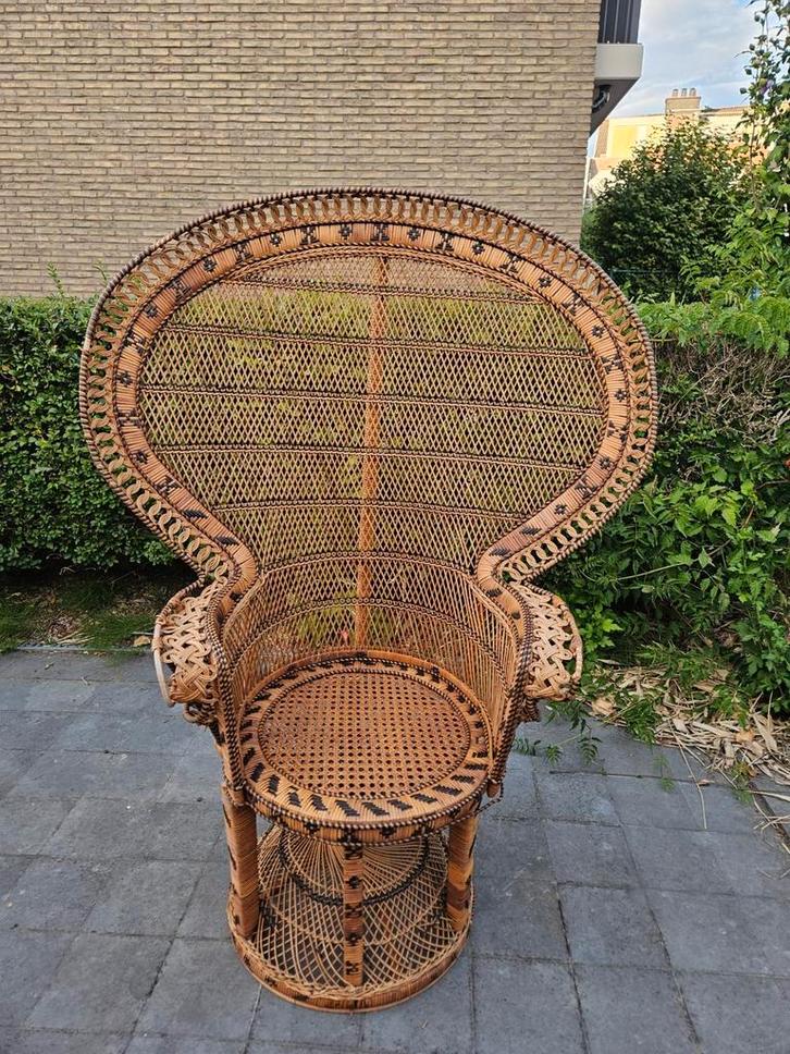 Pauw rotan stoel, Huis en Inrichting, Stoelen, Gebruikt, Ophalen