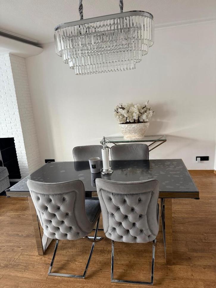Eetkamerstoelen chique modern grijs, Huis en Inrichting, Stoelen, Zo goed als nieuw, Grijs, Ophalen