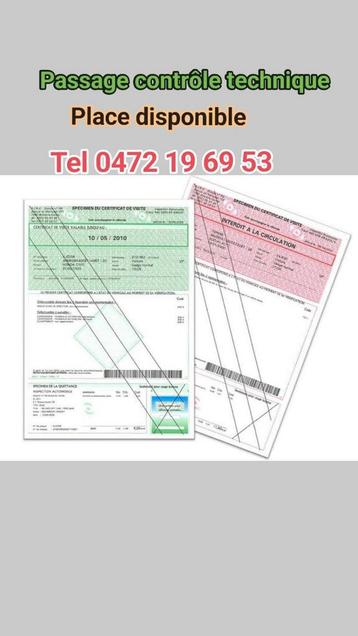 Passage contrôle technique tel 0472196953, Enlèvement ou Envoi, Comme neuf