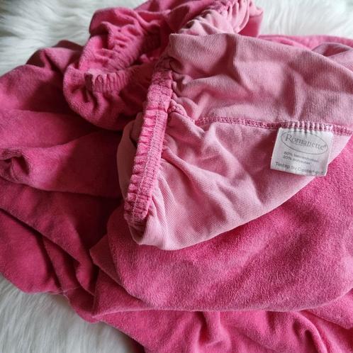 Hoeslaken velours - pink roze - 95 x 190/200 cm - als nieuw!, Huis en Inrichting, Slaapkamer | Beddengoed, Zo goed als nieuw, Roze