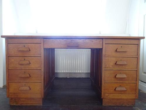 Antiek houten bureau Art deco bureau 1940 Bezorging mogelijk, Huis en Inrichting, Bureaus, Gebruikt, Bureau, Ophalen