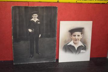 2 oud grote foto kinderen jongen kostuum zeeman 1900 beschikbaar voor biedingen