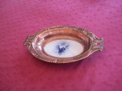 rood koper antieke schaal met delft blauw steen druiven tros, Antiek en Kunst, Antiek | Brons en Koper, Koper, Ophalen of Verzenden