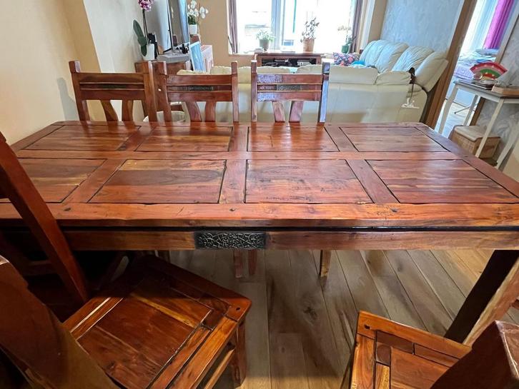 Table de salle à manger 8 personnes, Maison & Meubles, Salles à manger complètes, Comme neuf, 6 à 8 chaises, Enlèvement