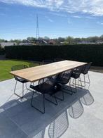 massief eiken buitentafel, terrastafel, boomstamtafel, tafel, Tuin en Terras, Tuintafels, Ophalen of Verzenden, Nieuw, Rechthoekig