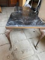 mooi oud brons tafel met marmer blad, Ophalen