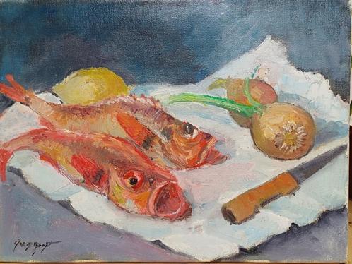 STILLEVENS M.VAN DEN BEMPT   thema "Vis", Antiek en Kunst, Kunst | Schilderijen | Klassiek, Ophalen of Verzenden