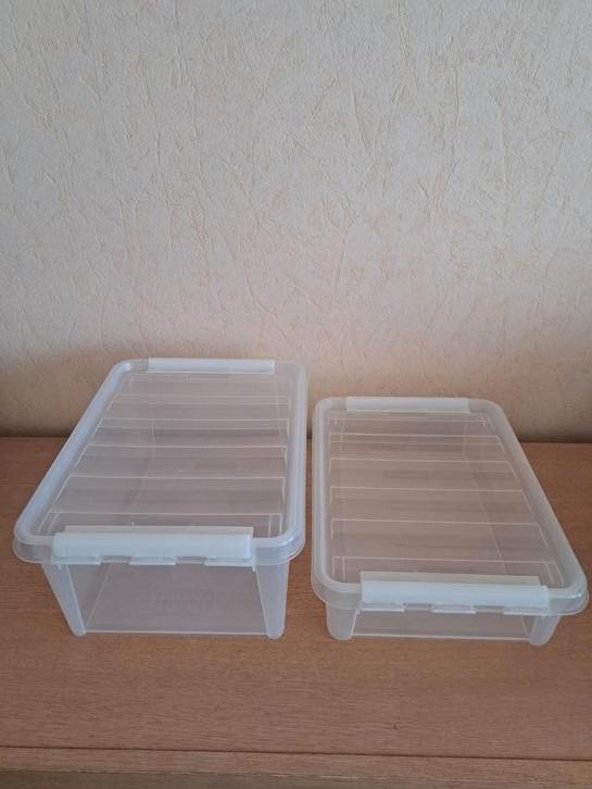Lot de 2 boîtes de rangement en plastique-Bien lire annonce, Doe-het-zelf en Bouw, Kratten en Dozen, Gebruikt, Doos, Ophalen