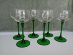 6x verres vintage sur une fine base verte, Comme neuf, Autres types, Enlèvement ou Envoi