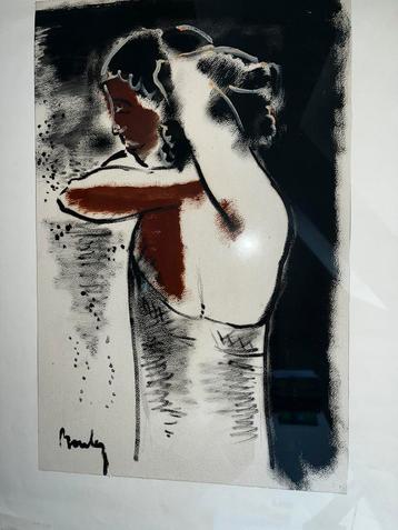 Jules J. BOULEZ 1889-1960 Gouache lavis femme debout, nue