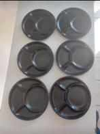 6 assiettes à fondue noires, Ophalen, Gebruikt