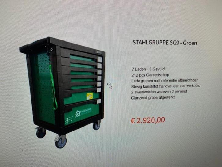 gereedschapswagen gevuld Stahlgruppe SG9, Doe-het-zelf en Bouw, Gereedschap | Handgereedschap, Nieuw, Ophalen