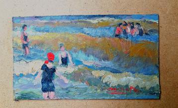 Cecilio Plá y Gallardo  la playa olio 8 x 13cm beschikbaar voor biedingen