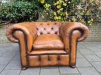 Prachtige oude vintage Chesterfield zetel cognac, Antiek en Kunst, Ophalen of Verzenden