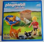 Playmobil 5535 Poezenfamilie met mand, Comme neuf, Ensemble complet, Enlèvement