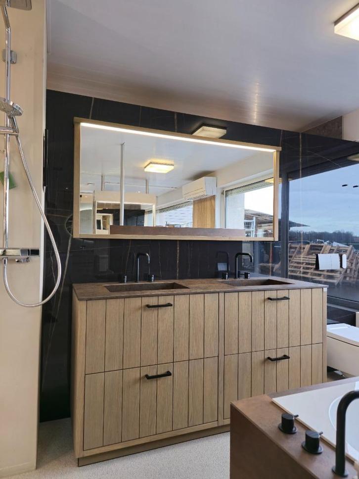Badkamermeubel OAK4U dubbele wastafel, Huis en Inrichting, Badkamer | Badkamermeubels, Zo goed als nieuw, Wasbak of Wastafel, Minder dan 100 cm
