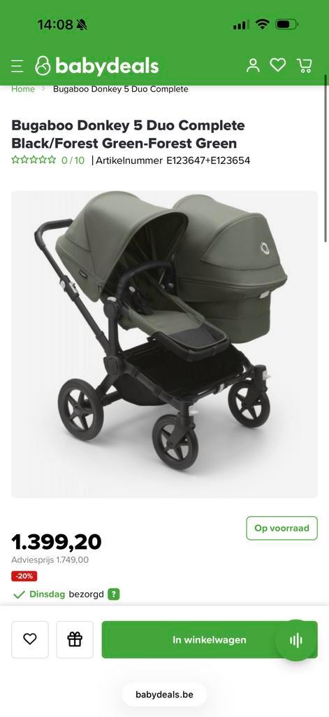 Bugaboo Donkey 5 duo black forrest, Enfants & Bébés, Poussettes & Combinaisons, Comme neuf, Poussette, Bugaboo, Enlèvement