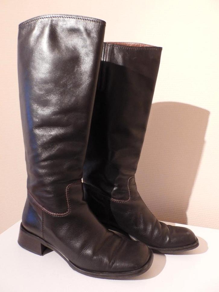 ANGELA FALCONI - Volledig lederen laarzen-mt 42 - als nieuw, Kleding | Dames, Schoenen, Zo goed als nieuw, Hoge laarzen, Bruin