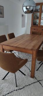 Massief teak eettafel, Huis en Inrichting, Ophalen, Gebruikt, Teakhout, Vijf personen of meer