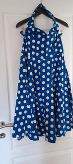 rockabilly polkadot halterjurk Large, Blauw, Maat 42/44 (L), Ophalen of Verzenden, Gedragen