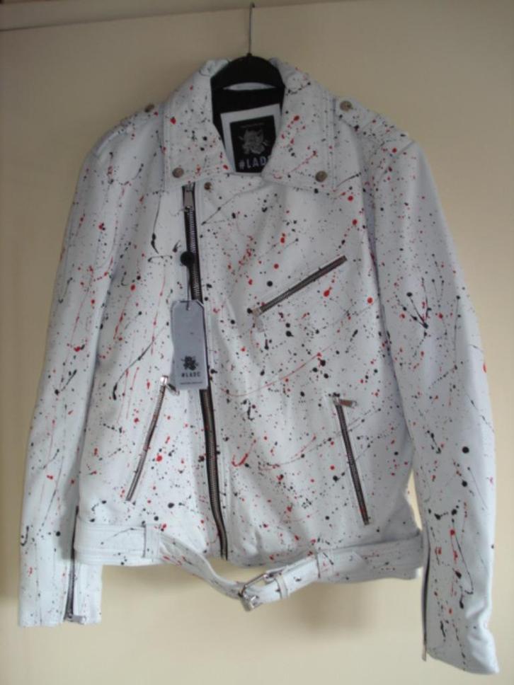 #LADC ROCKY TACHING Medium Lederen Biker jas/cuir/Leather, Vêtements | Hommes, Vestes | Hiver, Neuf, Taille 48/50 (M), Blanc, Envoi