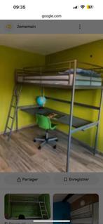 Svarta bed met bureau, Kinderen en Baby's, Kinderkamer | Bedden, Minder dan 140 cm, Hoogslaper of Stapelbed, Zo goed als nieuw