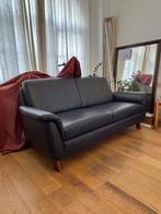 Blauwe leren bank 2,5/3 zits, Ophalen, Minder dan 75 cm, 150 tot 200 cm, Driepersoons