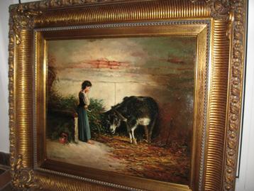 *A.Delobbe (1835) -Prachtig groot schilderij -Zie BENEZIT... beschikbaar voor biedingen