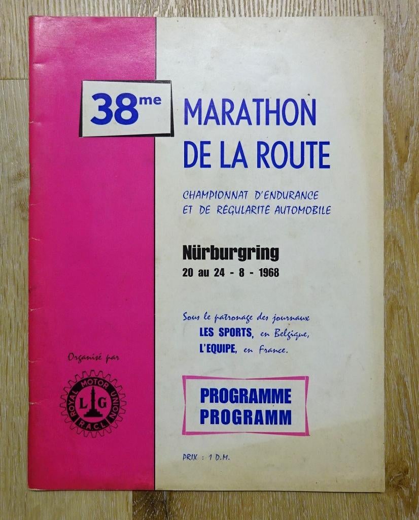 Programme rallye Marathon de la Route 1968, Collections, Marques automobiles, Motos & Formules 1, Utilisé, Voitures, Enlèvement ou Envoi