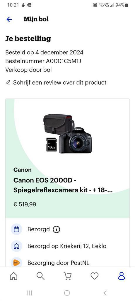 Canon EOS 2000D - Spiegelreflexcamera kit, Audio, Tv en Foto, Fotocamera's Digitaal, Zo goed als nieuw, Canon, Ophalen of Verzenden