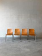 Vintage chroom met houten stoelen , set van 4, Huis en Inrichting, Ophalen, Zo goed als nieuw