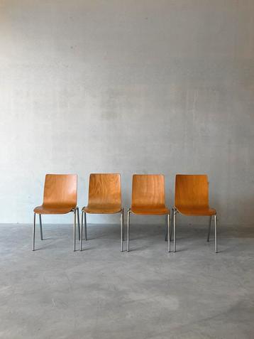 Vintage chroom met houten stoelen , set van 4 beschikbaar voor biedingen