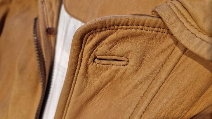 Lederen vest superzacht geitenleer XL 54, Kleding | Heren, Jassen | Zomer, Gedragen, Maat 52/54 (L), Beige, Ophalen